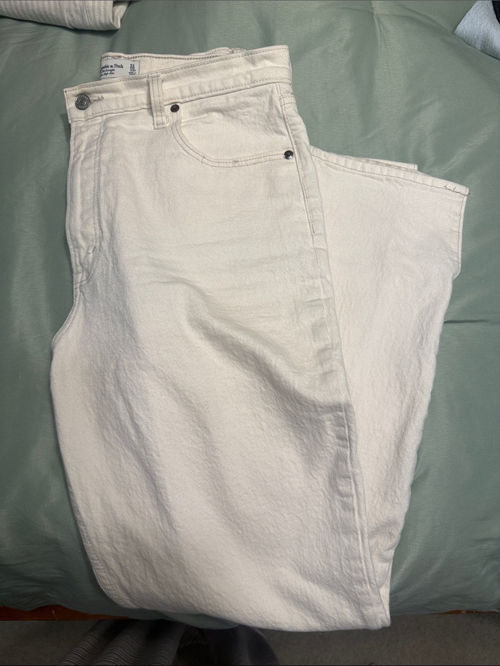 Abercrombie & Fitch Cream Ultra High-Rise Straight Jeans